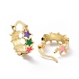Colorful Enamel Star Wrap Hoop Earrings, Brass Jewelry for Women