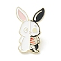 Skeleton Rabbit Enamel Pin, Halloween Alloy Brooch for Backpack Clothes, Light Gold