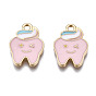 Alloy Pendants, with Enamel, Cadmium Free & Lead Free, Light Gold, Tooth