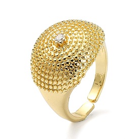 Brass with Cubic Zirconia Open Cuff Ring, Wide Band Rings