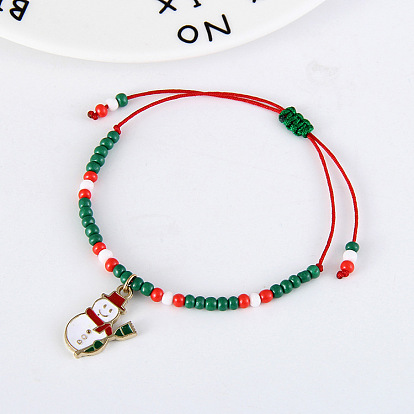 Christmas Snowman Bracelet - European and American Christmas Decorations, Beaded Bracelet, Holiday Gift
