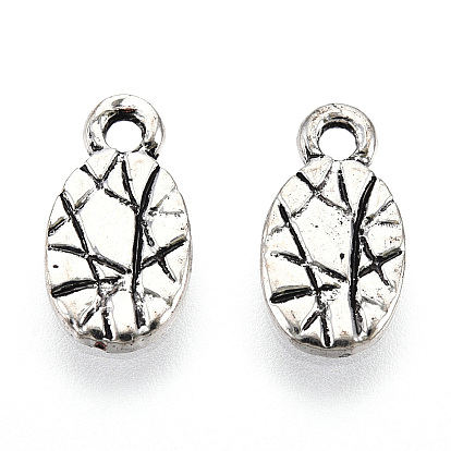 Tibetan Style Alloy Charms, Cadmium Free & Lead Free, Oval Charms