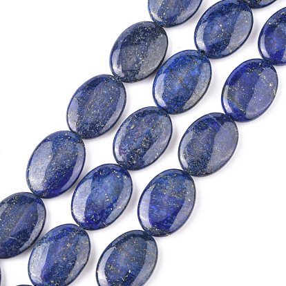 Lapis-lazuli, brins de perles naturels , Ovale Plat