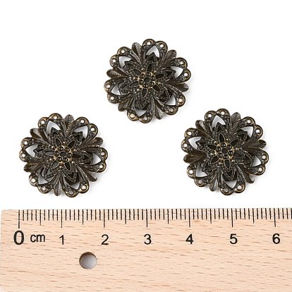 Brass Cabochon Settings for Jewellery Making, Flower, 20x3mm, Flat Round Tray: 12mm