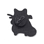 Broche en émail chat mignon, Broche animale en alliage noir d'électrophorèse pour vêtements de sac à dos