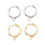 Brass Hoop Earring Findings, with Horizontal Loops, Cadmium Free & Lead Free, Long-Lasting Plated