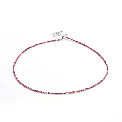 Grenat naturel colliers de perles, avec les accessoires en laiton, ronde, facette