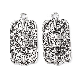 Alloy Pendants, Lead Free & Cadmium Free, Rectangle with Dragon Pattern