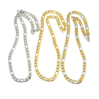 Fashionable 304 Stainless Steel Figaro Chain Necklaces for Men, with Lobster Claw Clasps, 19.88 inch ~21.65 inch (505~550mm)x8mm