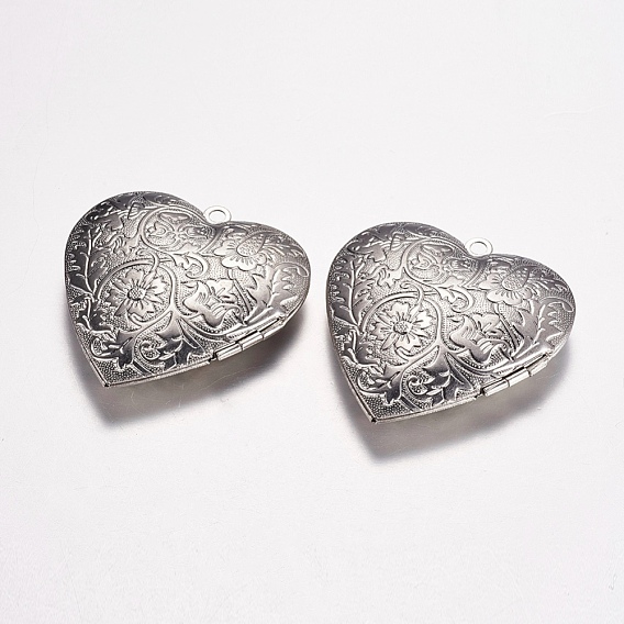 316 inoxydable pendentifs médaillon en acier, cadre de photo charmant pour colliers, coeur avec fleur