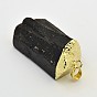 Golden Tone Brass Tourmaline Pendants, 26~46x16~28x11~25mm, Hole: 5x7mm