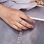 925 Sterling Silver Hug Hands Open Cuff Ring with Love Forever for Women
