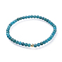 Natural Gemstone Stretch Bracelets, with Brass Beads, Round