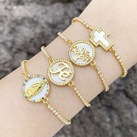 Minimalist Cross Bracelet with Adjustable Zirconia Stones for Women - Fashionable and Chic