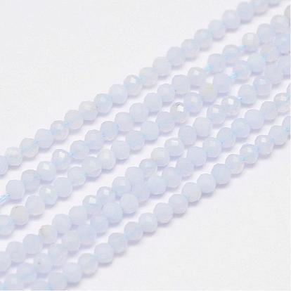 Natural Purple Agate Bead Strands, Faceted, Round