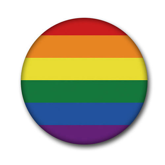 Rainbow Color Pride Flat Round Tinplate Lapel Pin, Badge for Backpack Clothes