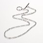 304 Stainless Steel Figaro Chain Necklace, 17.32 inch (44cm)