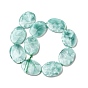 Natural Glass Beads Strands, Grade A, Egg, Aqua Blue