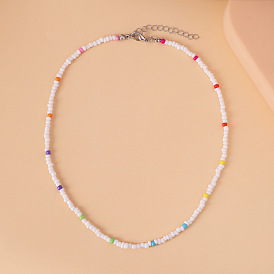 Minimalist Rainbow Beaded Choker Necklace for Women