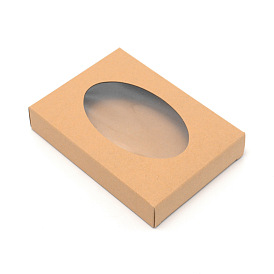 Rectangle Foldable Creative Cardboard Boxes, Gift Boxes, with Oval PVC Window