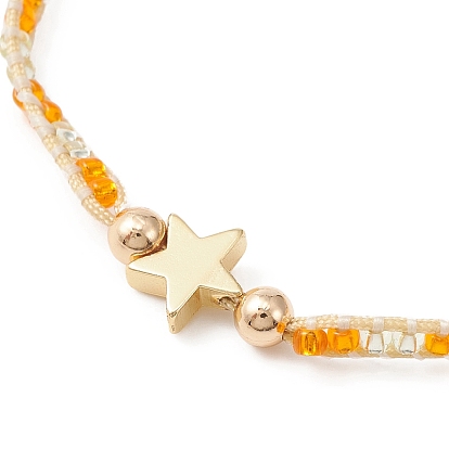Star/Cross/Heart Adjustable Braided Bracelet, Brass & Glass & TOHO Round Seed Beaded Bracelets, for Women