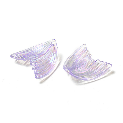 UV Plating Rainbow Iridescent Transparent Acrylic Pendants, Fishtail Charm