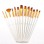 Conjunto de suministros de arte de pintura, Cepillos para el cabello de nailon con portalápices de madera, con tubo de aluminio dorado