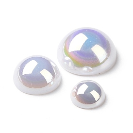 ABS Plastic Imitation Pearl Beads, AB Color Plated, Half Round