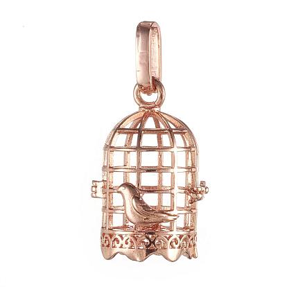 Brass Cage Pendants, For Chime Ball Pendant Necklaces Making, Cadmium Free & Nickel Free & Lead Free, Bird in The Cage