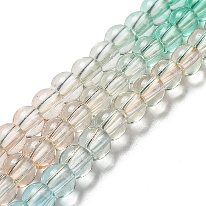 Dyed & Heated Synthetic Quartz Beads Strands, Gradient Color Round Beads