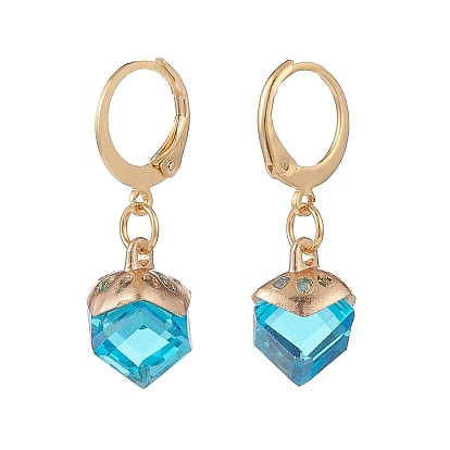 10 paires 10 couleurs boucles d'oreilles leberback en losange de verre, or 304 bijoux en acier inoxydable pour femmes