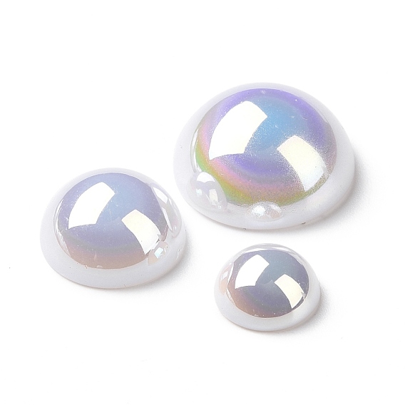 Cuentas de perlas de imitación de plástico abs, color de ab chapado, semicírculo