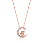 S925 ожерелья-цепочки из стерлингового серебра, микро паве прозрачный кубический цирконий китайские знаки зодиака на луне 2-петля кулон ожерелье для женщин