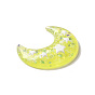 Translucent Resin Cabochons, Moon with Star Paillette