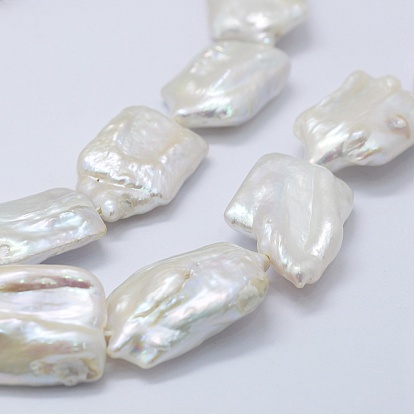 Natural Baroque Pearl Keshi Pearl Beads Strands, Cultured Freshwater Pearl, Rectangle