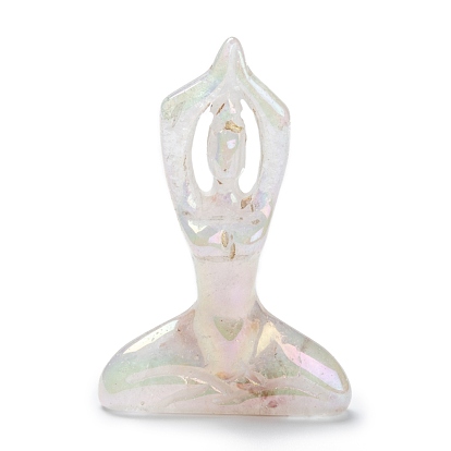 Electroplate Natural Quartz Crystal Yoga Goddess Decorations, Reiki Crystal Healing Gift, Home Display Decorations