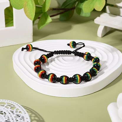 Adjustable Braided Beads Bracelets, Resin Beads Bracelets