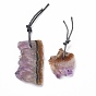 Pendentifs en tranches d'améthyste naturelle brute brute, nuggets