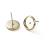 Brass Stud Earring Settings, Long-Lasting Plated, Flat Round