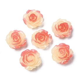 Opaque Resin Beads, Two Tone Rose Flower