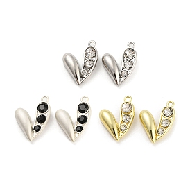 Alloy with Glass Pendants, Heart Charms