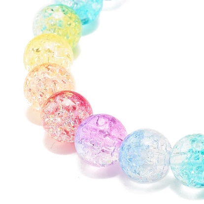 Bracelet extensible en perles rondes en acrylique arc-en-ciel pour femme
