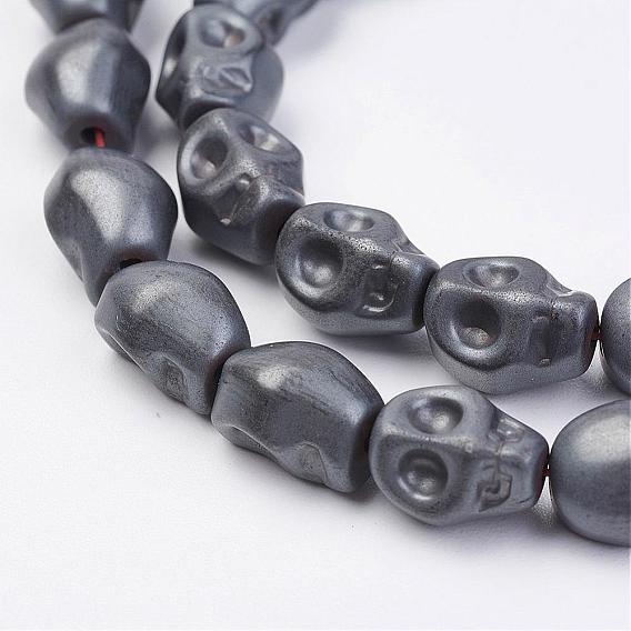 Non-magnétiques perles d'hématite synthétique brins, givré, crane
