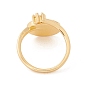 Плоское круглое открытое кольцо-манжета в виде ракушки с прозрачным кубическим цирконием, украшения из латуни для женщин, без кадмия и без свинца, долговечный