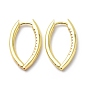 Clear Cubic Zirconia Horse Eye Hoop Earrings, Brass Jewelry for Women