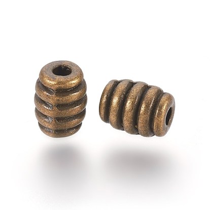 Abalorios de aleación de estilo tibetano, sin plomo y el cadmio, barril, 5.5 mm de ancho, 7 mm de largo, agujero: 2 mm