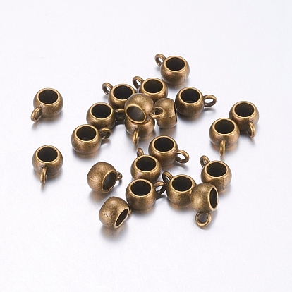 Tibetan Style Tube Bails, Loop Bails, Bail Beads, Rondelle, Lead Free and Cadmium Free, 10.5x7.5x4mm, Hole: 3.5mm