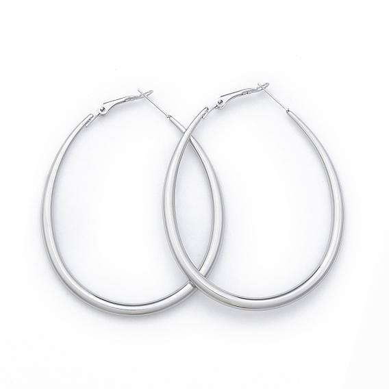 201 Stainless Steel Teardrop Hoop Earrings for Women, with 304 Stainless Steel Pins