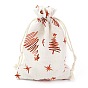 Сумка из хлопчатобумажной ткани с рождественской тематикой, шнурок сумки, для рождественской вечеринки закуски подарочные украшения