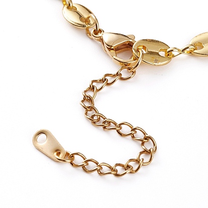 Brass Coffee Bean Chain Bracelets, with 304 Stainless Steel Lobster Claw Clasps